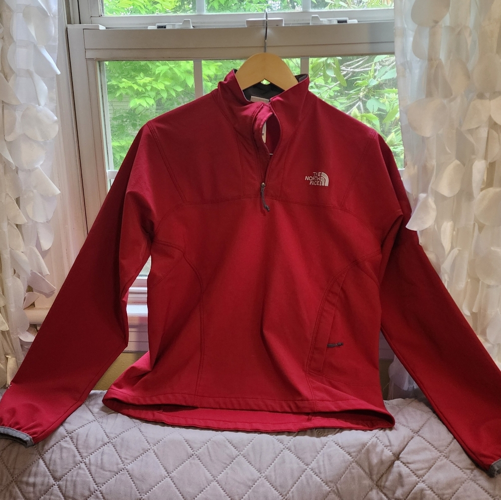 The North Face Jacket Womens Small Orange Soft Shell 1/4 Zip Hiking Apex G32 - Picture 4 of 10